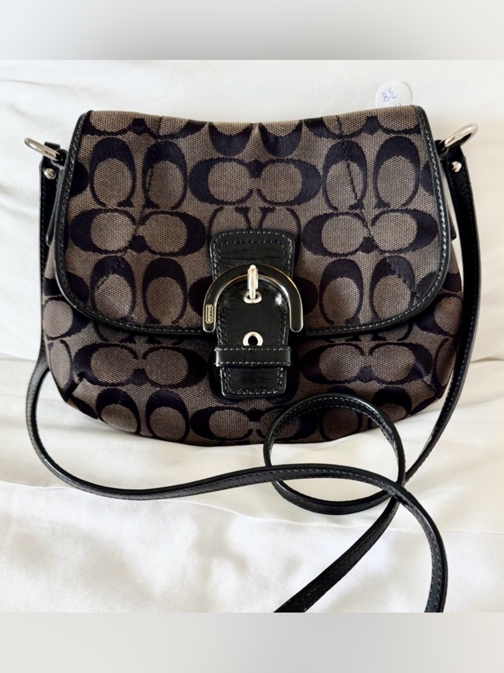 COACH Vintage Soho Signature Jacquard Flap Buckle Bag Black